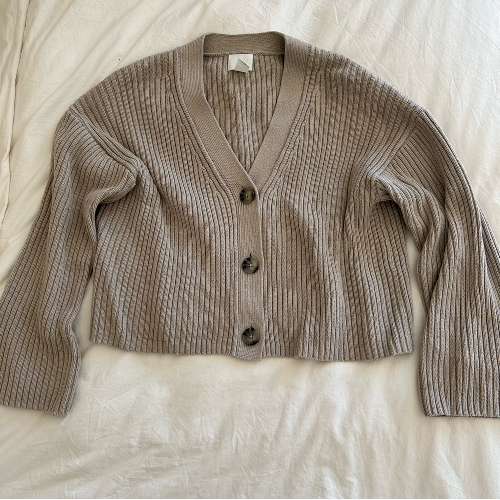 Tan H&M Boxy Knit Cardigan